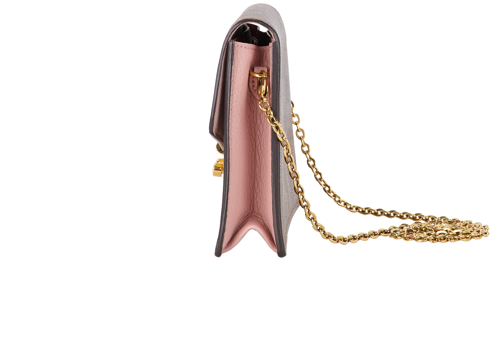 Croisette Wallet On Chain, &pound;1,100, Handbags, Brown/Pink, Canvas, Bottom view